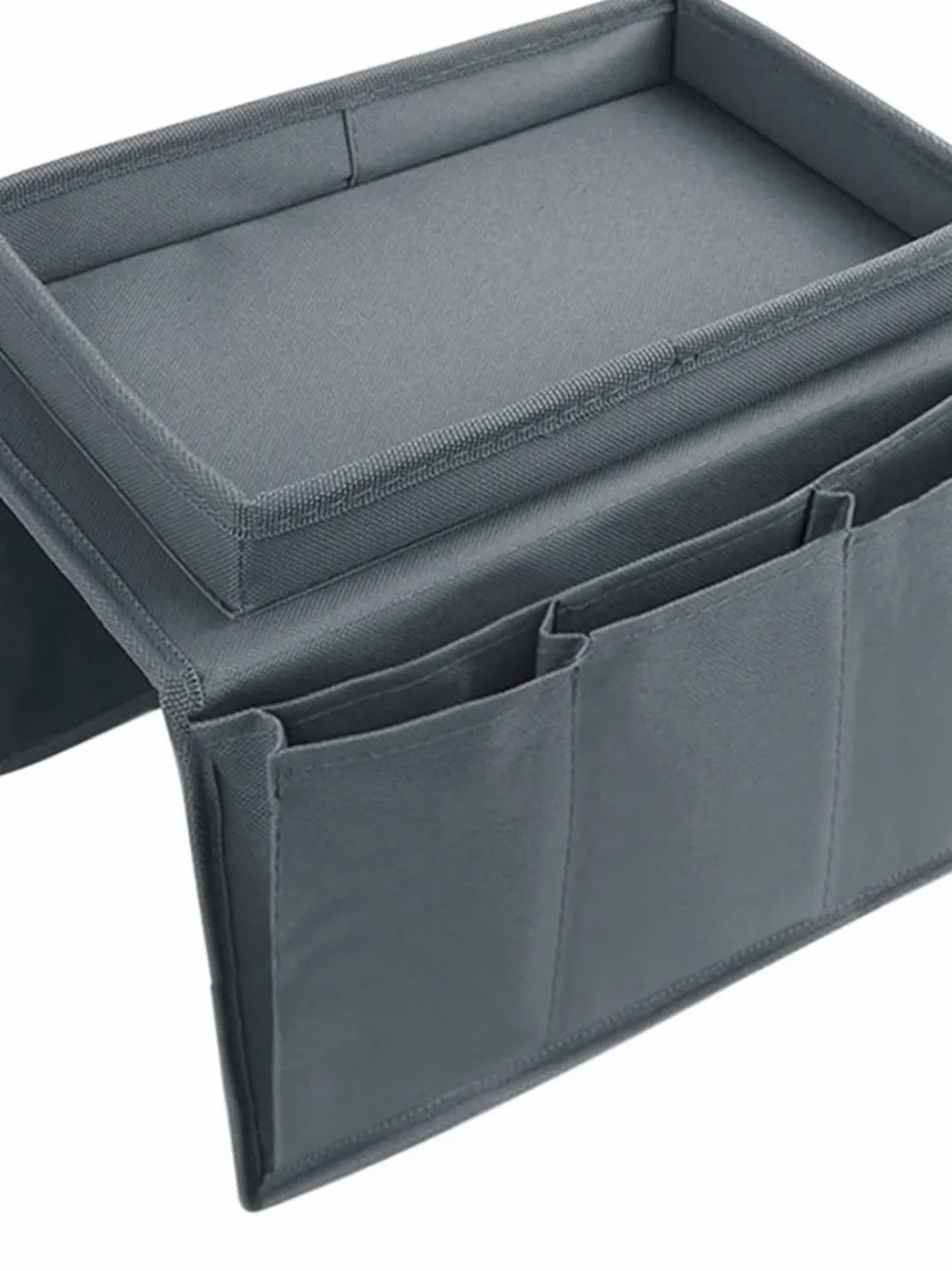 Universal Black Armrest Caddy Storage Organizer with top tray with side pockets